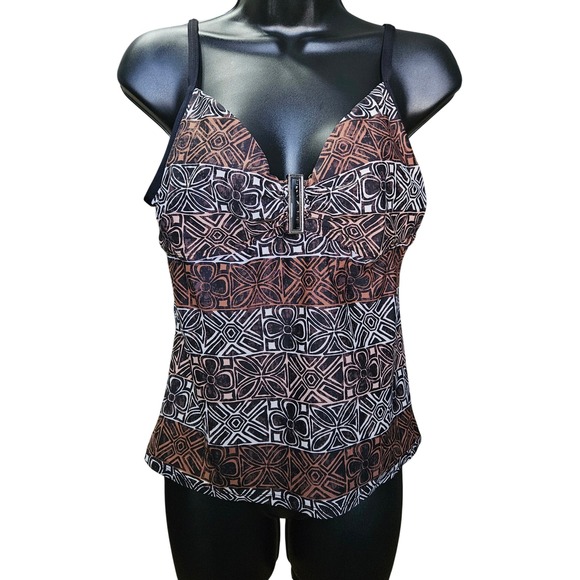 2bamboo Tops - 2Bamboo Vintage Y2K Geometric Abstract Print Tank Camisole Earthy Boho Grunge XL